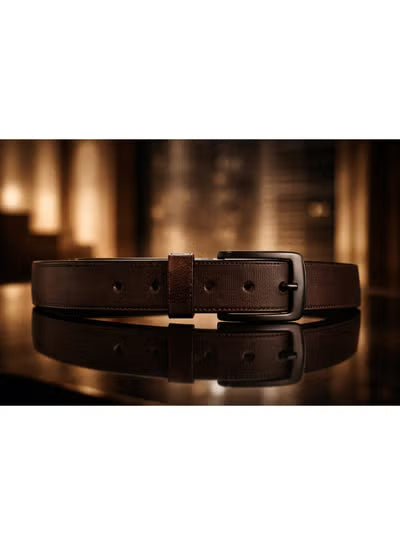Premium Brown Leather Belt – Matte Black Buckle, ... INNOVUS