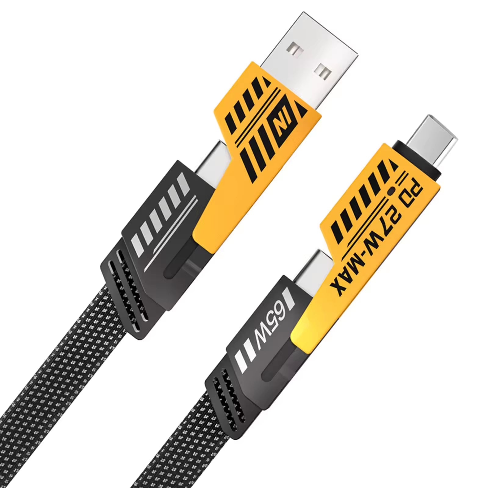 120W GaN Multi-Port Fast Charger with PD 3.1 Cable - 6-Port USB Wall Adapter UK Plug (Yellow/Black)